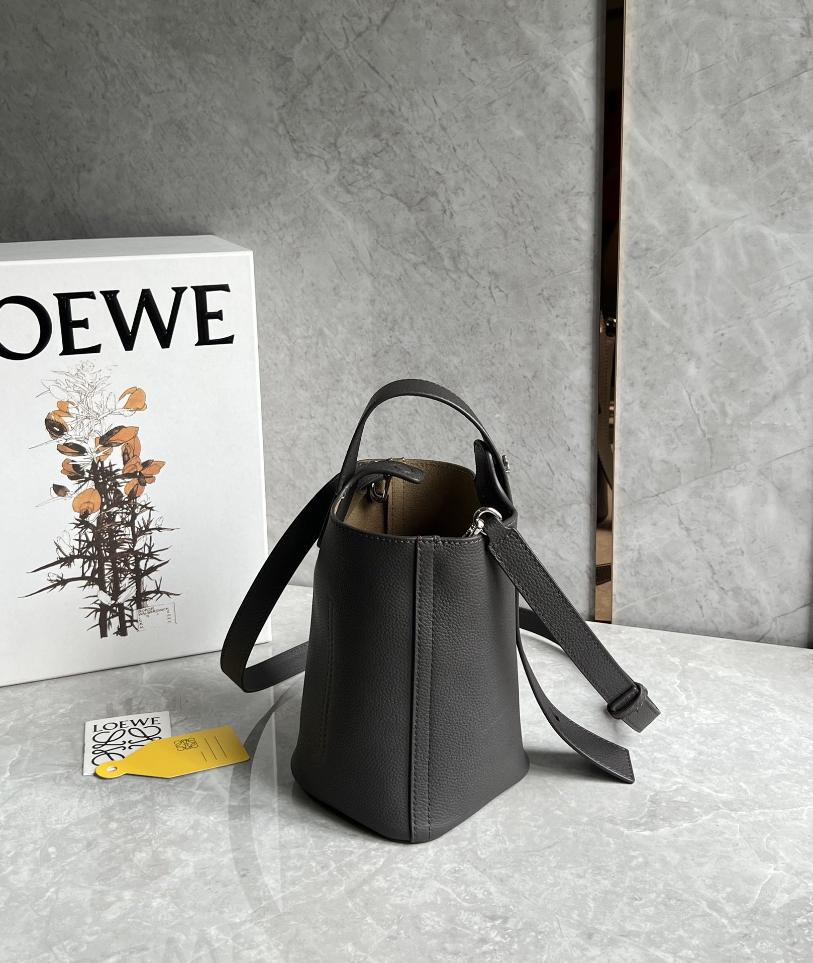 Loewe Mini Pebble Bucket Bag in Soft Grained Calfskin Black